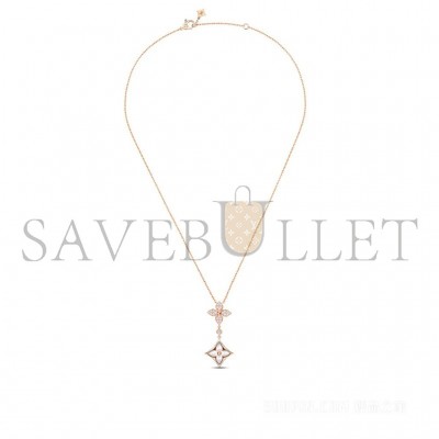 LOUIS VUITTON COLOR BLOSSOM DOUBLE STAR 18K NECKLACE Q94355
